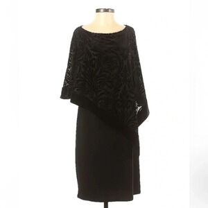 Xscape | Lord & Taylor | Black Popover Sleeveless Handkerchief Formal Dress 4 S